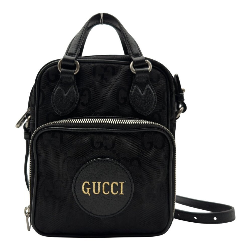 Gucci Beige the Grid Shoulder Bag Black GG Leather